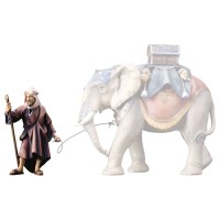 (0187) 700056 Elefantentreiber stehend Krippenfigur Holz Peratho