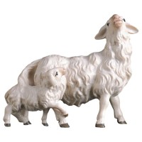 (0245) 780135 Schaf mit Lamm hinten Krippenfigur Holz Perathoner