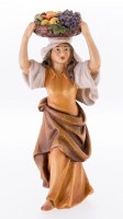 132 10601-226 Krippenfigur Holz Lepi Frau mit Obstkorb