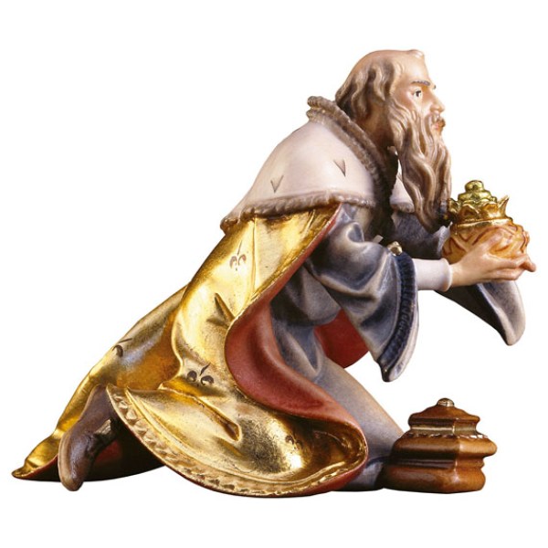 (0035) 700008 König kniend Melchior Krippenfigur Holz Perathoner
