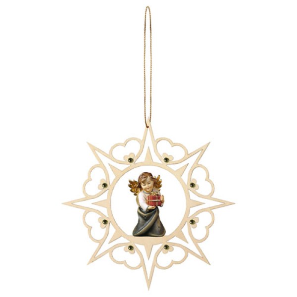 0070 603234 Herzengel mit Geschenk - Herz Stern Cystal