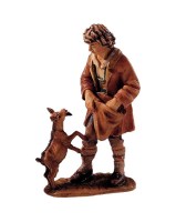 050 10700-52 Krippenfigur Holz Lepi Bub mit Kitz fütternd