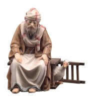 073 10600-232 Krippenfigur Holz Lepi sitzender Gänsehirt o Käfig