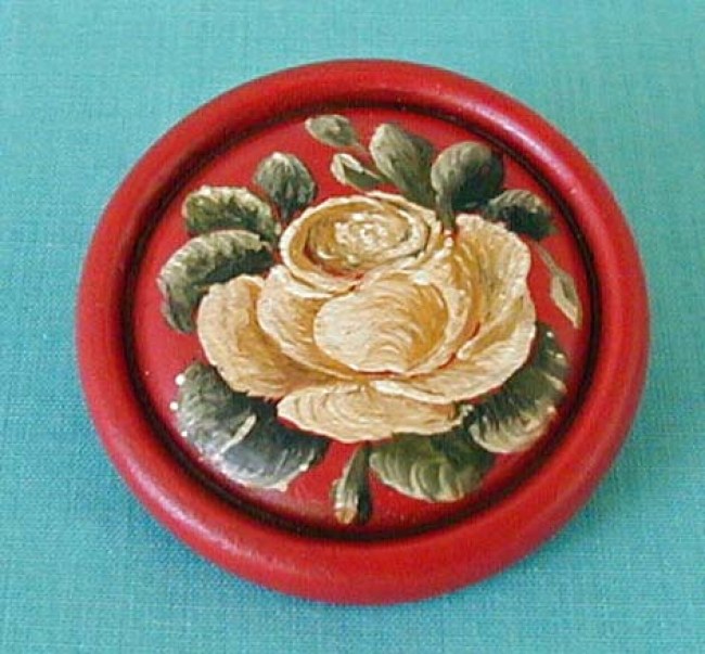 Brosche handbemalt Typ rot,  Durchmesser 43mm